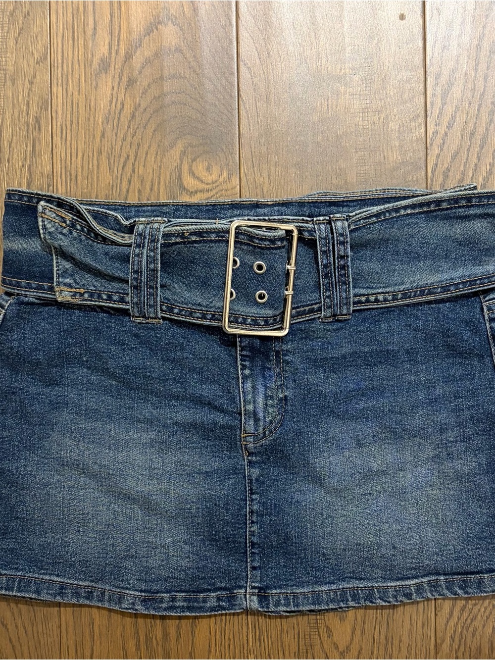 Refuge Blue Denim Mini Skirt with Belt